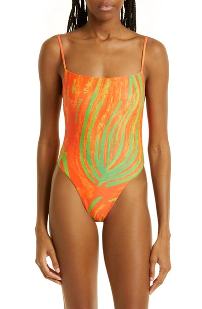 Simon Miller Linkky One Piece Swimsuit In Abstract Leaf Print