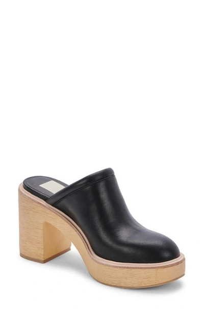 Dolce Vita Women's Camdin Platform Mules Women's Shoes In Black Leather