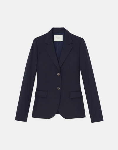 Lafayette 148 Stretch Wool Two-button Blazer In Blue