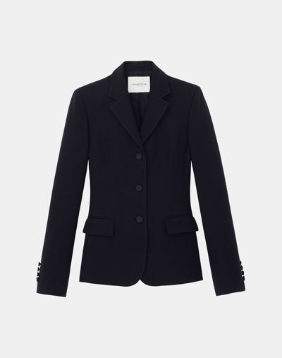 Lafayette 148 Woolsilk Crepe Threebutton Academy Blazer In Black