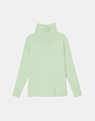 Lafayette 148 Petite Cashmere Stand Collar Sweater In Green