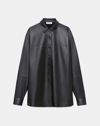 LAFAYETTE 148 PLUS-SIZE NAPPA LAMBSKIN LEATHER SHIRT JACKET