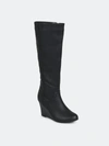 Journee Collection Women's Langly Wide Calf Wedge Boots In Black