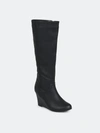 Journee Collection Women's Langly Wide Calf Knee High Wedge Boots In Black