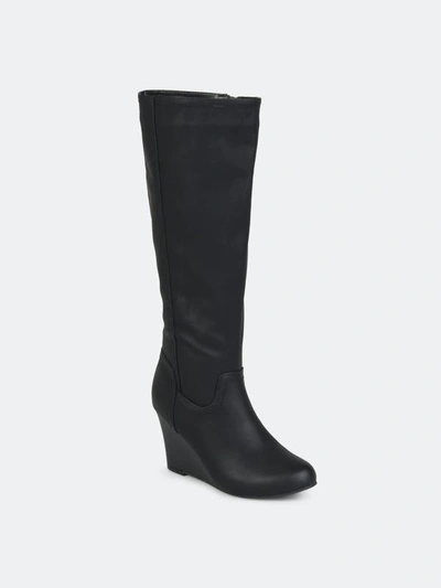 Journee Collection Women's Langly Wide Calf Wedge Boots In Black