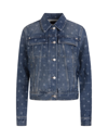 GIVENCHY WOMAN SLIM FIT JACKET IN BLUE GIVENCHY 4G DENIM