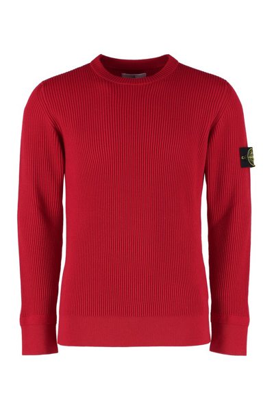 Stone Island Logo Patch Ribbed In Red