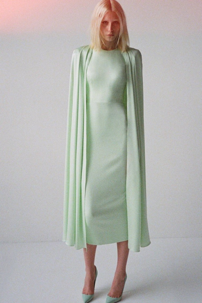 Alex Perry Beckett Satin Crepe Cape Dress In Mint