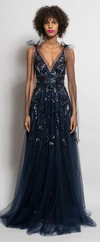 BIBHU MOHAPATRA FLORAL EMBROIDERY TULLE GOWN