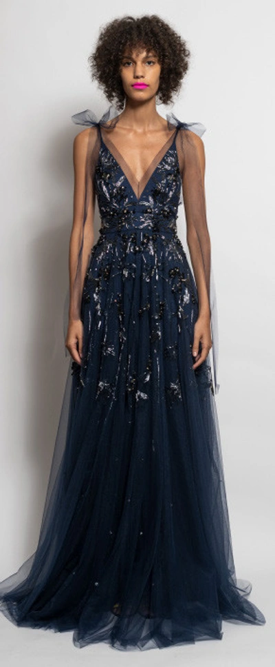 Bibhu Mohapatra Floral Embroidery Tulle Gown