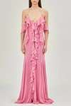 BLUMARINE HALTER NECK RUFFLED GOWN