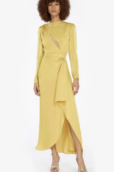 Costarellos Portia Iridescent Lurex Georgette Dress In Yellow