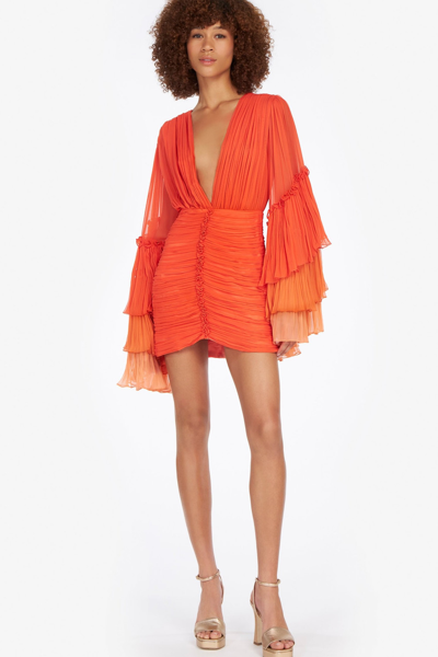 Costarellos Women's Kiki Ruched Mini Dress In Orange