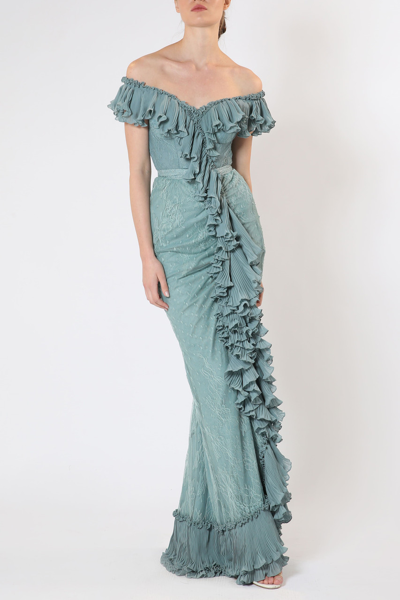 Zeena Zaki Dantel-chiffon Gown