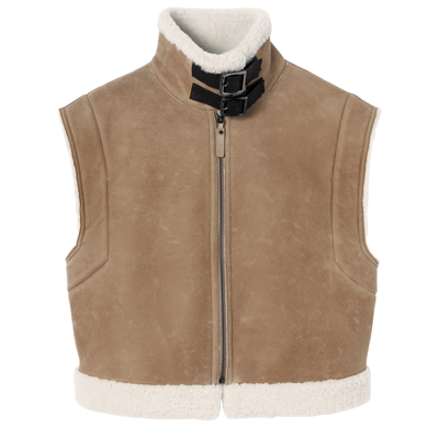 Longchamp Short Sleeveless Vest Fall-winter 2022 Collection In Naturel