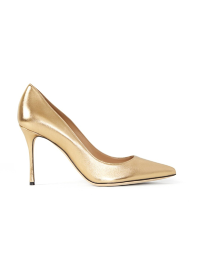 St John Laminated Leather Pump In Gold