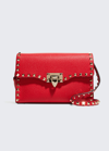 Valentino Garavani Small Rockstud Leather Shoulder Bag In Red