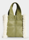 Stand Studio Lisetnis Faux Shearling Tote Bag In Light Army/off Wh