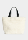 Stand Studio Small Sherpa Shopping Tote Bag In White/tan