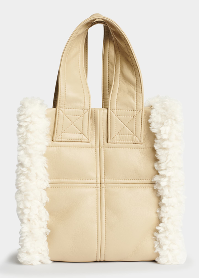 Stand Studio Lisetnis Faux Leather And Shearling Bag In Sand,off White
