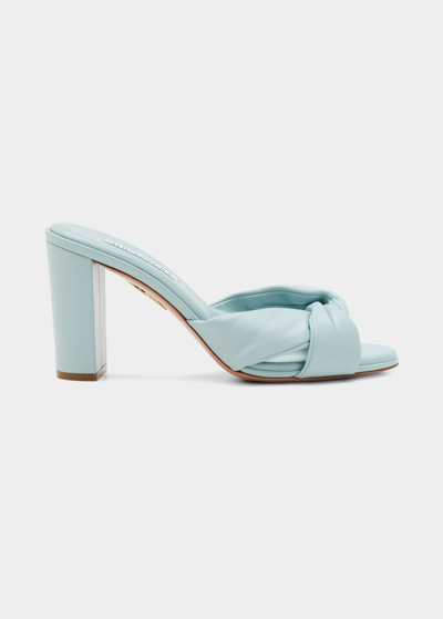 Aquazzura Olie Knotted Leather Sandals In Mint