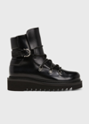 Ferragamo Black Leather Lace Up Boot In Nero