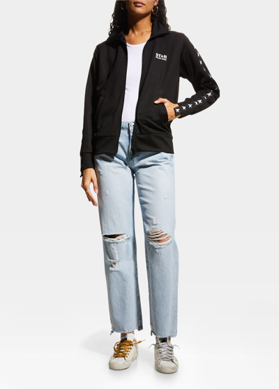 Golden Goose Grosgrain-trim Tech Jersey Track Jacket In Black