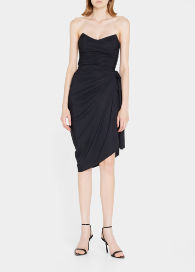 Chiara Boni La Petite Robe Yuka Strapless Draped Dress In Black