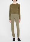 Lafayette 148 Raglan-sleeve Crewneck Cashmere Sweater In Lily Pad Melange