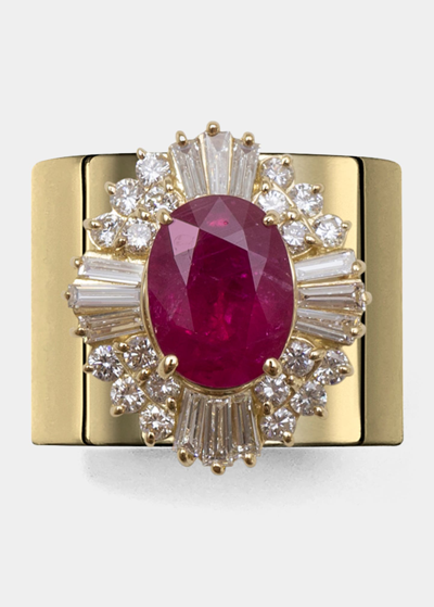 Yutai Ruby And Diamond Revive Ring In Yellow Gold In Yg