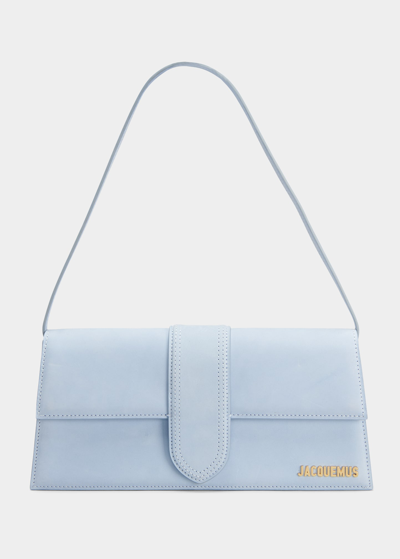 Jacquemus Le Bambino Long Leather Shoulder Bag In Blue