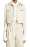 Proenza Schouler Cropped Cotton-gabardine Jacket In Putty