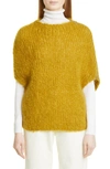 Fabiana Filippi Bead Detail Mohair & Wool Dolman Sleeve Sweater In Dark Yellow
