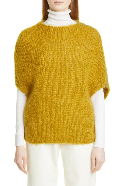 Fabiana Filippi Bead Detail Mohair & Wool Dolman Sleeve Sweater In Curry