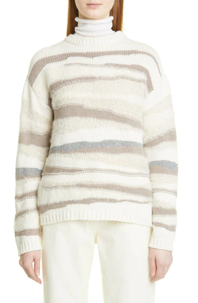 Fabiana Filippi Stripe Patterned Rib Knit Jumper In Bianco