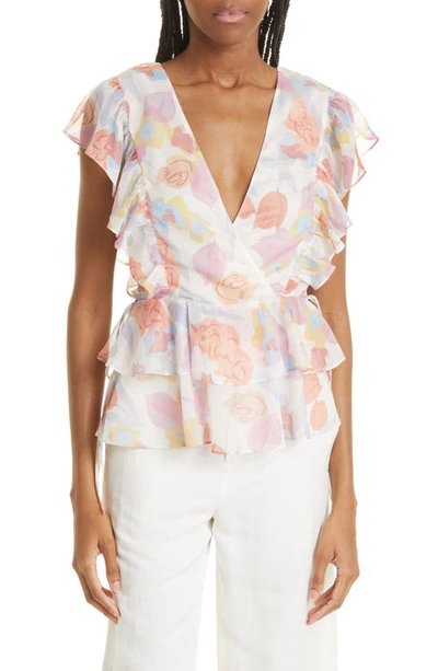 Ted Baker Rowyn Printed Ruffled Blouse In Natural