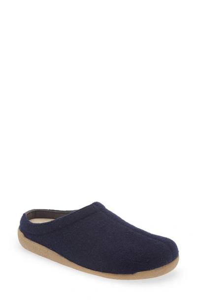 Sanita Lodge Wool Felt Slipper In Navy