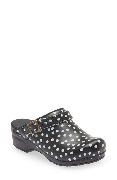 Sanita Estelle Polka Dot Clog In Polkadot Black