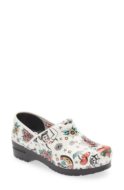 Sanita Rockabilly Print Clog In 001 White