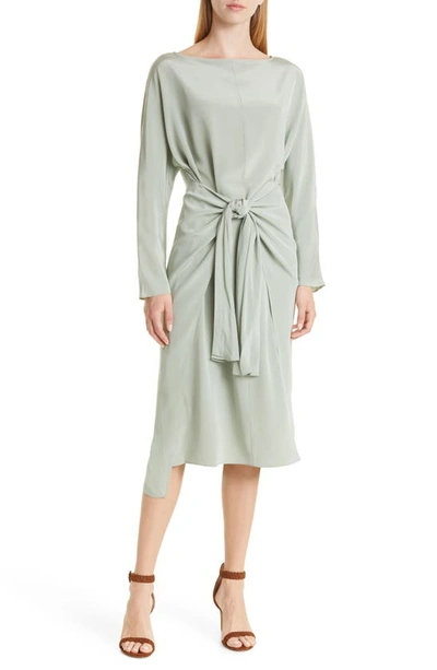 M.m.lafleur Rashmeen 1.0 Long Sleeve Silk Dress In Minty Green