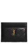 Saint Laurent Gaby Quilted Leather Card Case In Nero