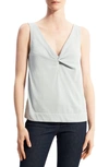 Theory Bristo Twist Front Cotton Blend Tank In Harbor