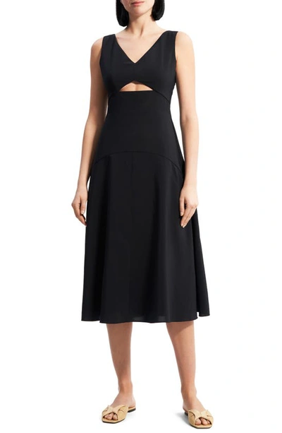 Theory Sleeveless Cutout Detail Midi Dress In Black