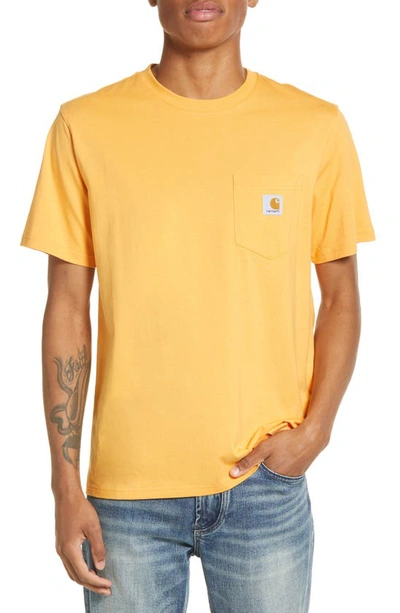 Carhartt Logo Pocket T-shirt In Pale Orange