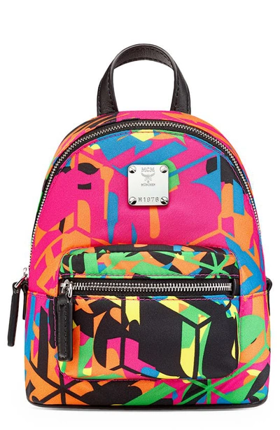 Mcm Stark Nylon Backpack Crossbody In Multicolor