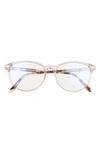 Tom Ford 53mm Cat Eye Blue Light Blocking Glasses In Pink