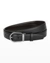 Montblanc Mens Black Brown Reversible Horseshoe-buckle Leather Belt In Black & Brown