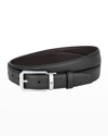 Montblanc Men's Trapeze Reversible Leather Buckle Belt In Black & Brown