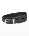 MONTBLANC MEN'S TRAPEZE REVERSIBLE LEATHER BUCKLE BELT