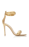 Gianvito Rossi Metallic Napa Ankle-cuff Stiletto Sandals In Gold